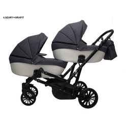 4 Серый Графит - Детская коляска для двойни RAY Ultra Duo 3 в 1